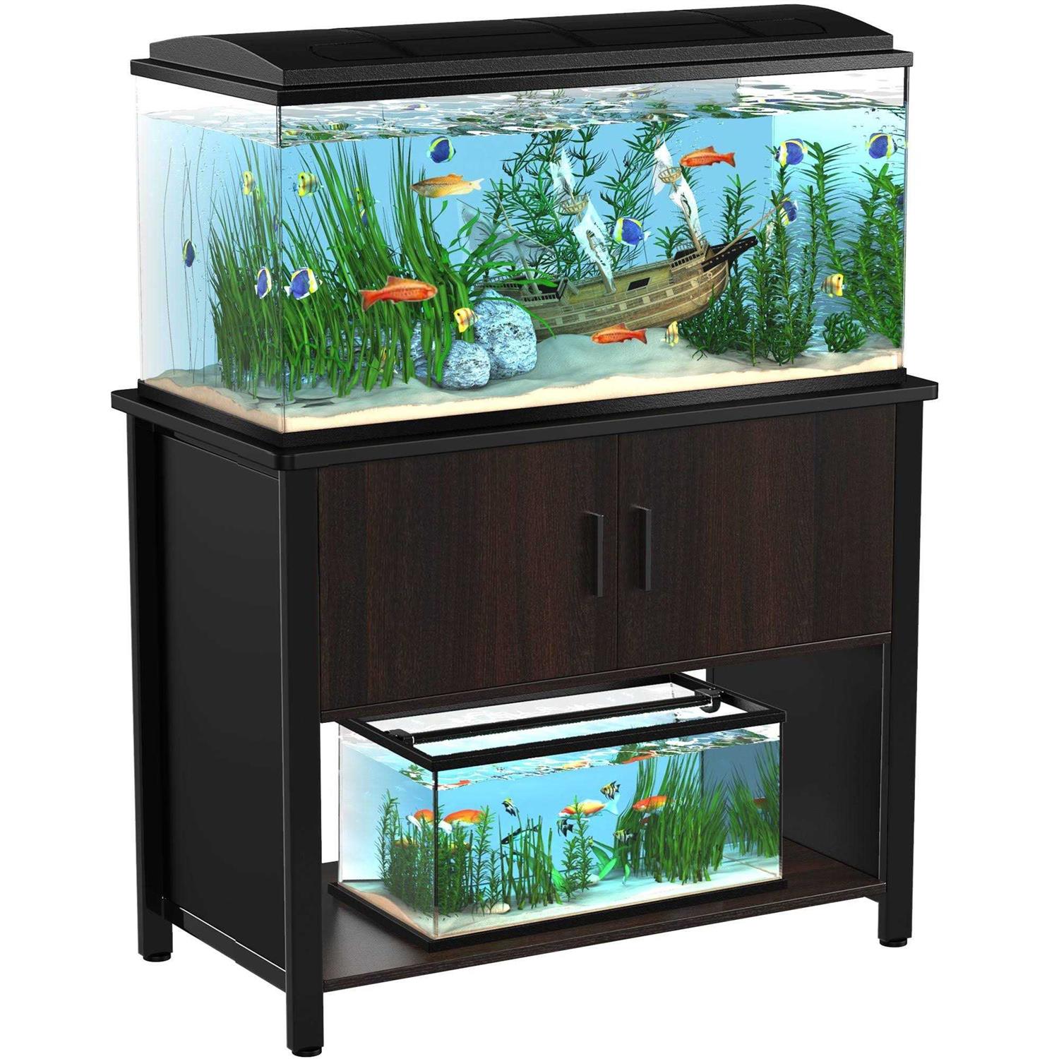 GDLF Fish Tank Stand Metal Aquarium Stand with Cabinet - Healthber