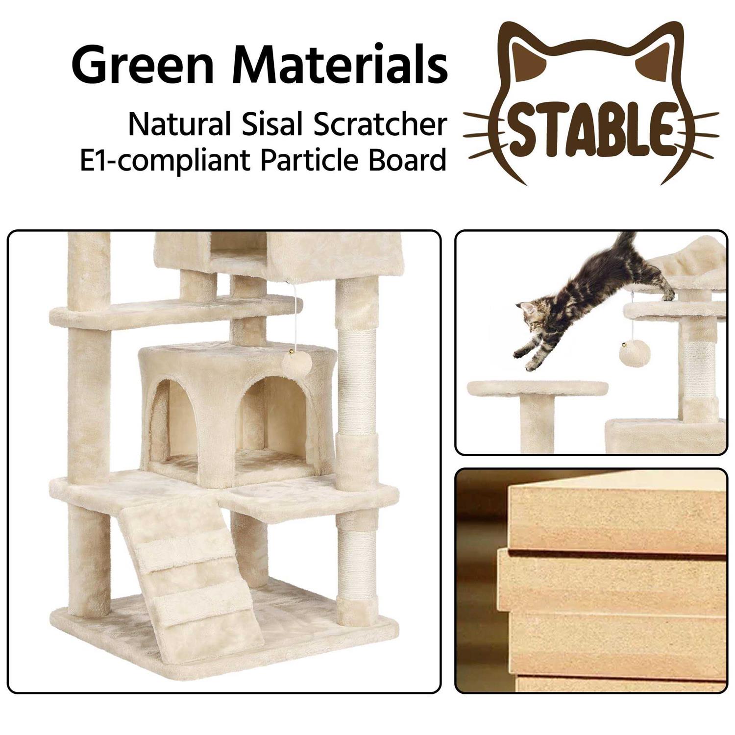 Topeakmart Plush Cat Tree with 2 Condos - Healthber
