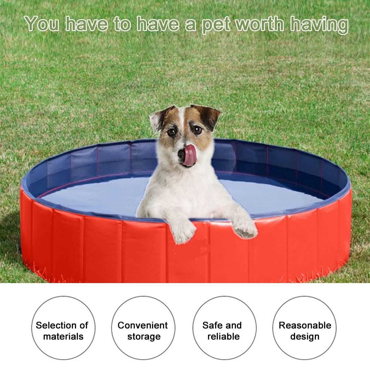 Enenes Dog Pool Pool PVC Dog Swimming Pool 24 x 8 Inch Folding Dog Bath Tub Collapsible - Healthber