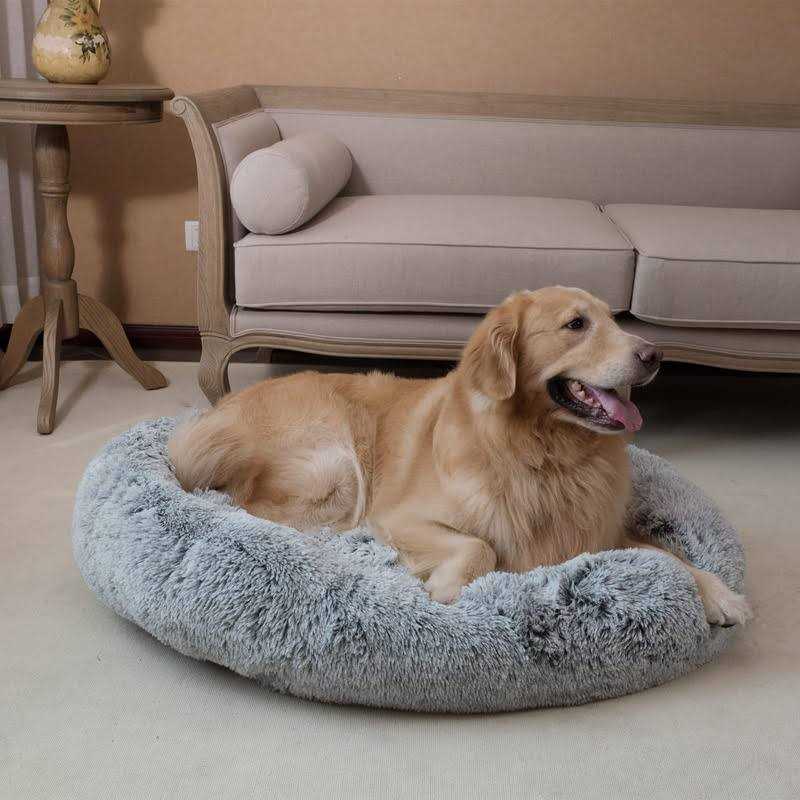 coohom Oval calming Donut cuddler Dog Bed,Shag Faux Fur cat Bed Washable Round Pillow Pet Bed for Small Medium Dogs - Healthber