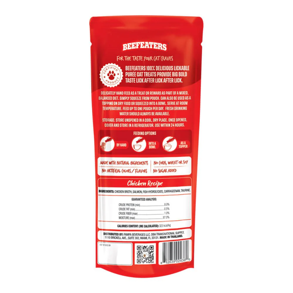 Beefeaters Lickables Puree Cat Treat, 3 ct, Case of 12 - Healthber