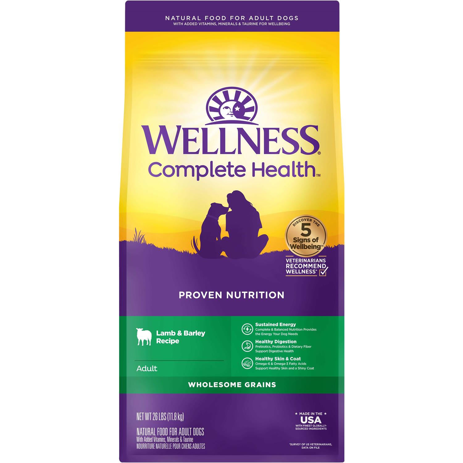 Wellness Complete Health Lamb & Barley Dry Dog Food - Healthber