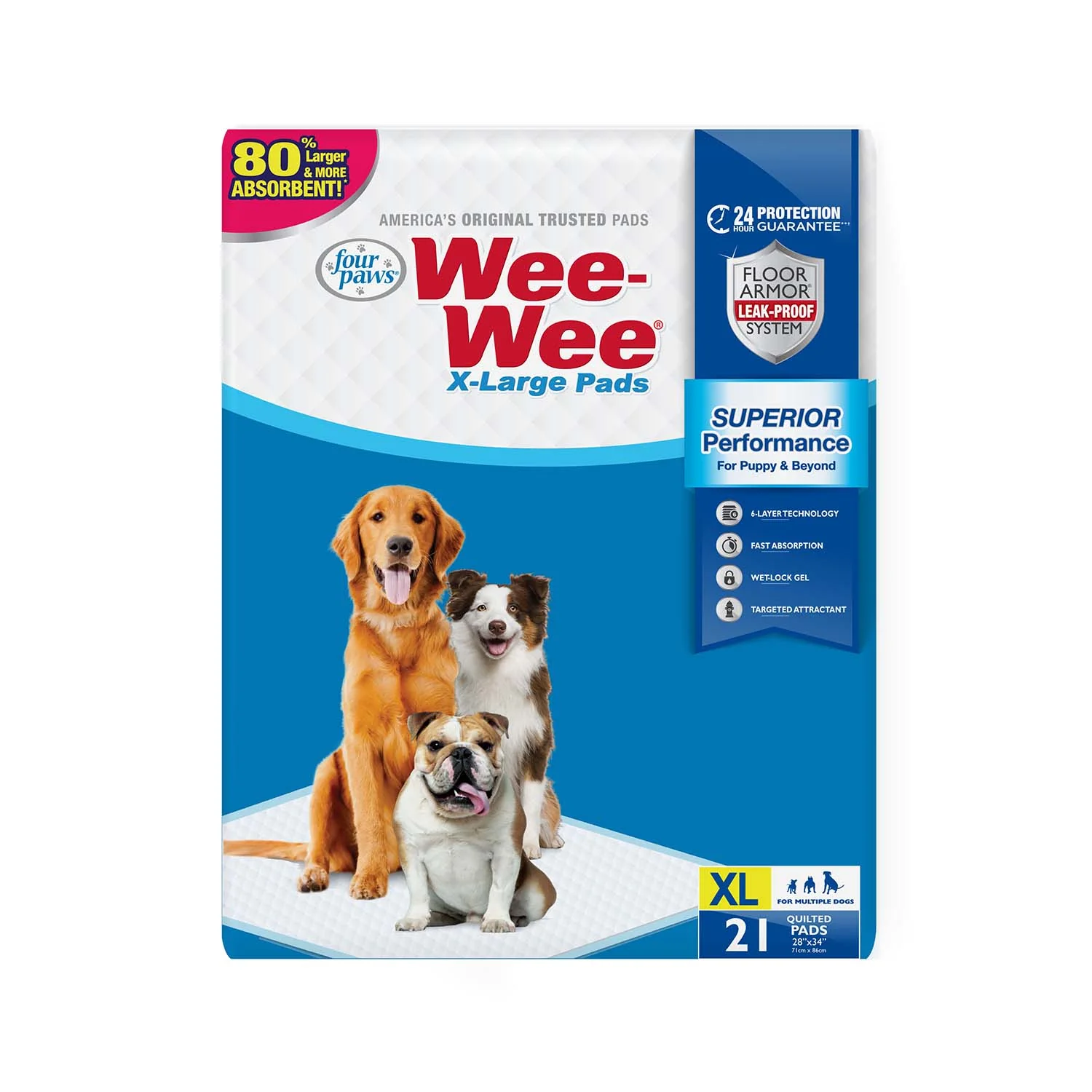 Wee-Wee Superior Performance X-Large Dog Pee Pads - Healthber