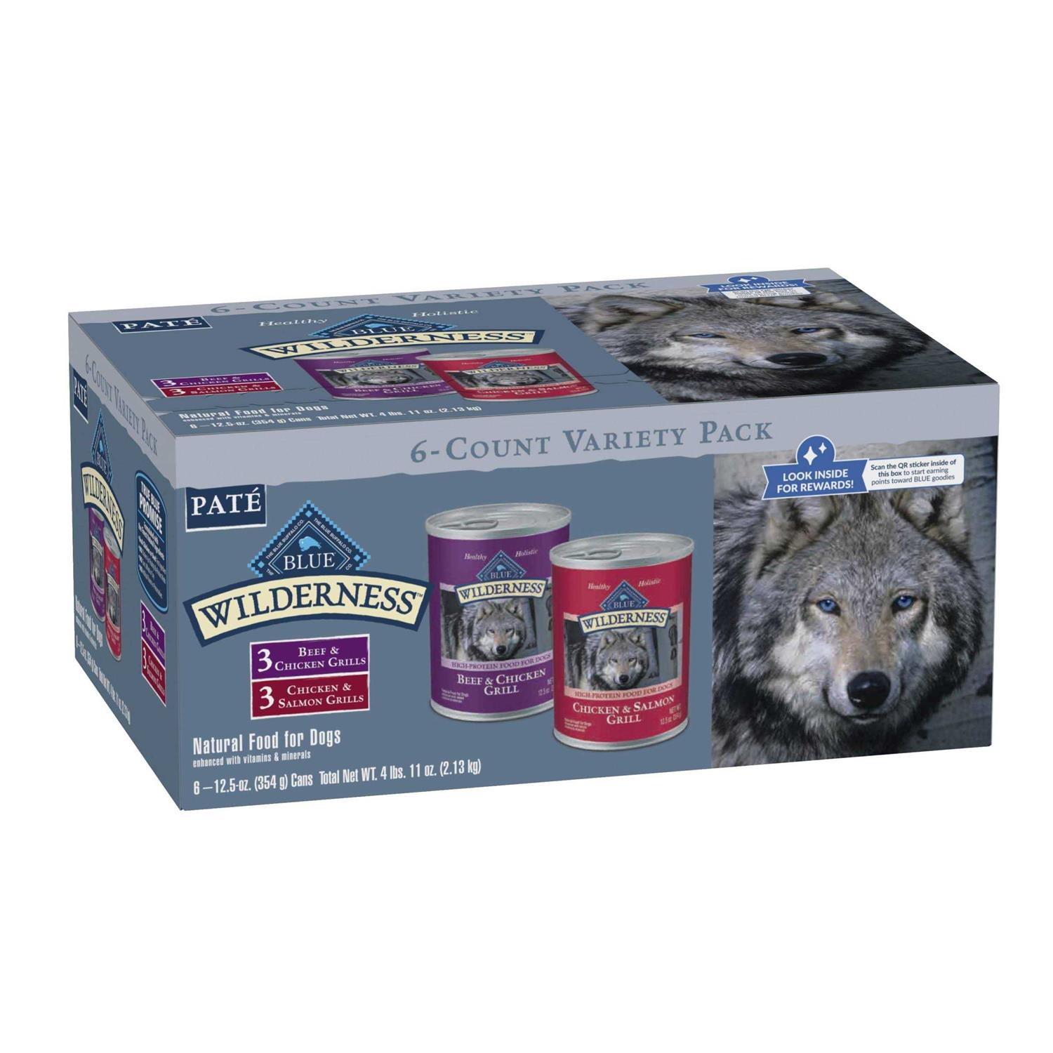 Blue Buffalo Wilderness High Protein Beef & Salmon Adult Wet Dog Food Variety Pack Grain-Free - Healthber