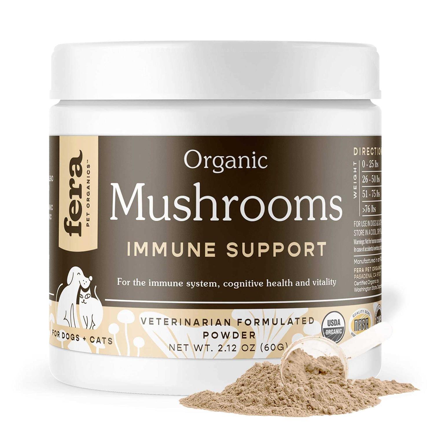 Fera Pet Organics USDA Organic Mushrooms Immune Support for Dogs & Cats - Healthber