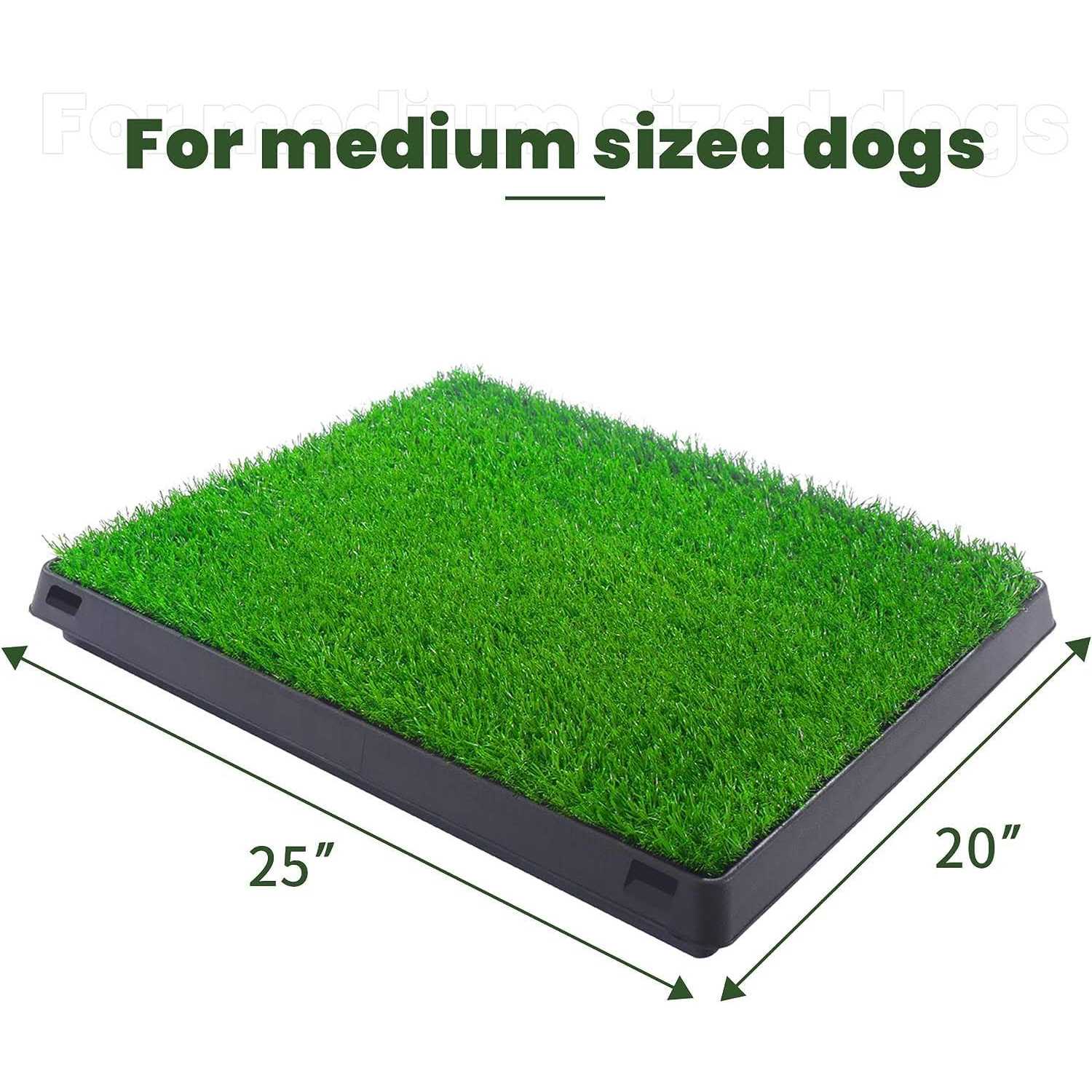 Dog Grass Pad with Tray Artificial Dog Grass Pee Pad 20” x 25” for Pet Potty Loo Indoor Training Outdoor Portable Toilet - Healthber