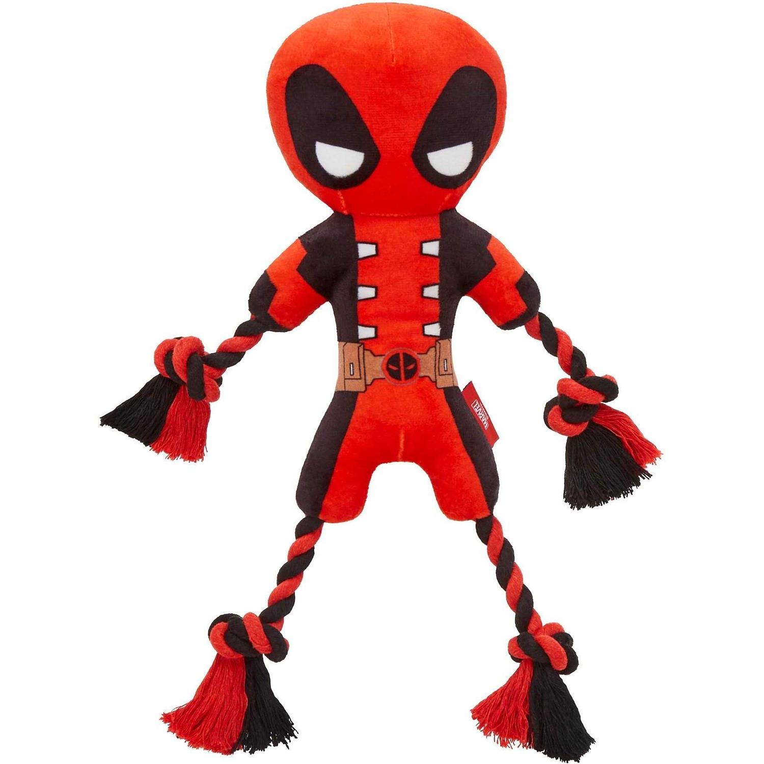 Marvel Dog Toy Deadpool Plush with Rope Squeaky Dog Toy - Healthber