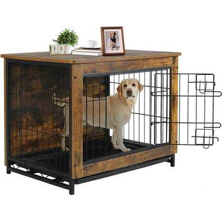 Arlopu Dog Crate Furniture Wooden End Table Indoor Dog Kennel - Healthber