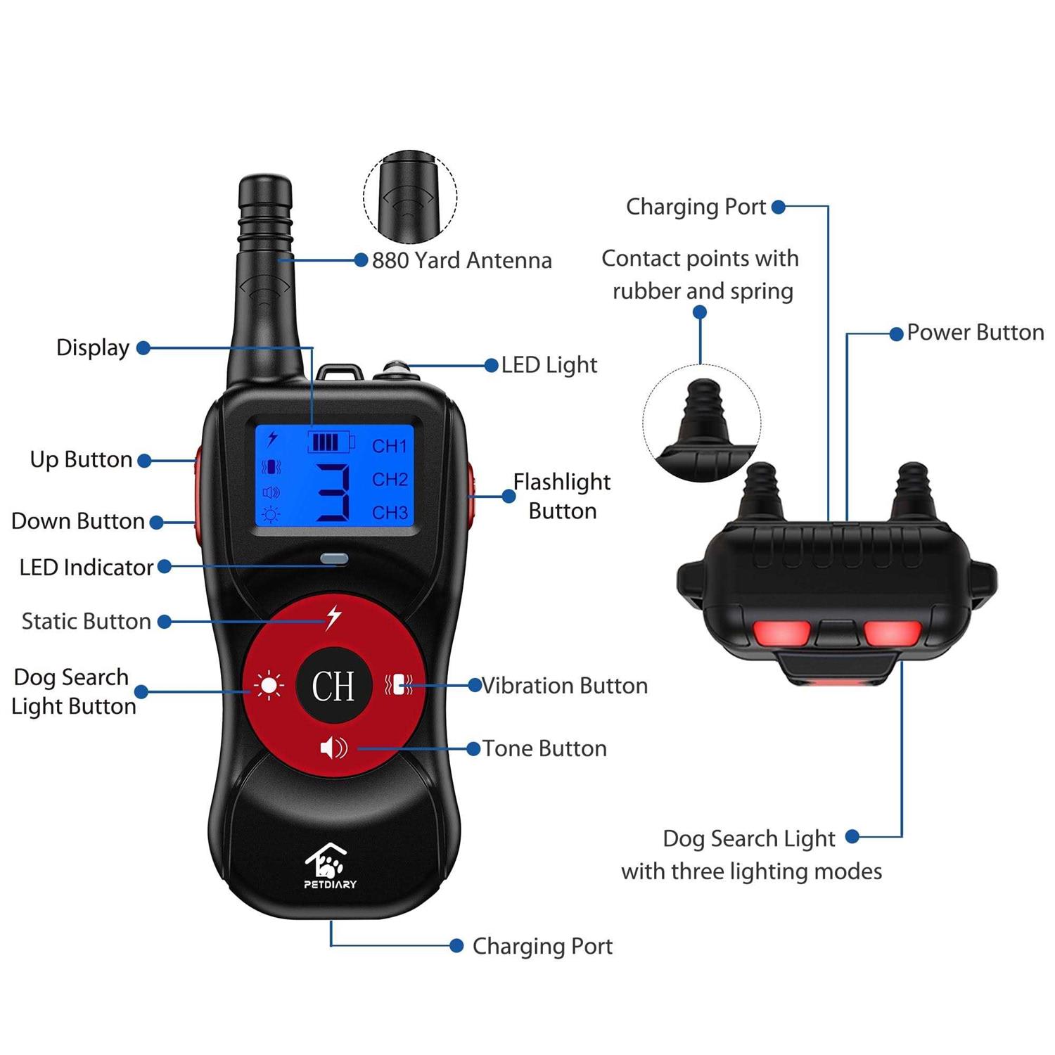 Petdiary T502 2600-ft Remote Dog Training Shock Collar System - Healthber