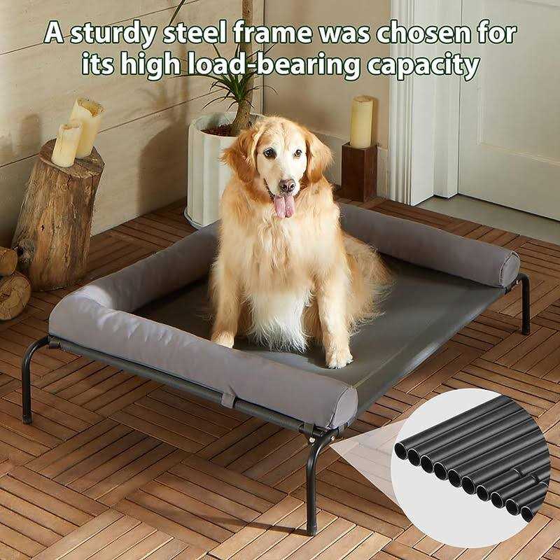 RRPETHOME Large Elevated Cooling Dog Bed,Raised Dog Cots Beds for Large Dogs,Outdoor Dog Bed for Large Dogs,Chew Proof Portable Cooling Pet Cot - Healthber