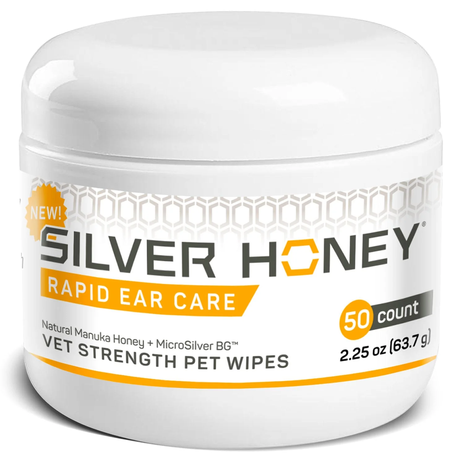 Silver Honey Rapid Ear Care Vet Strength Pet Wipes, 50 ct Jar - Healthber
