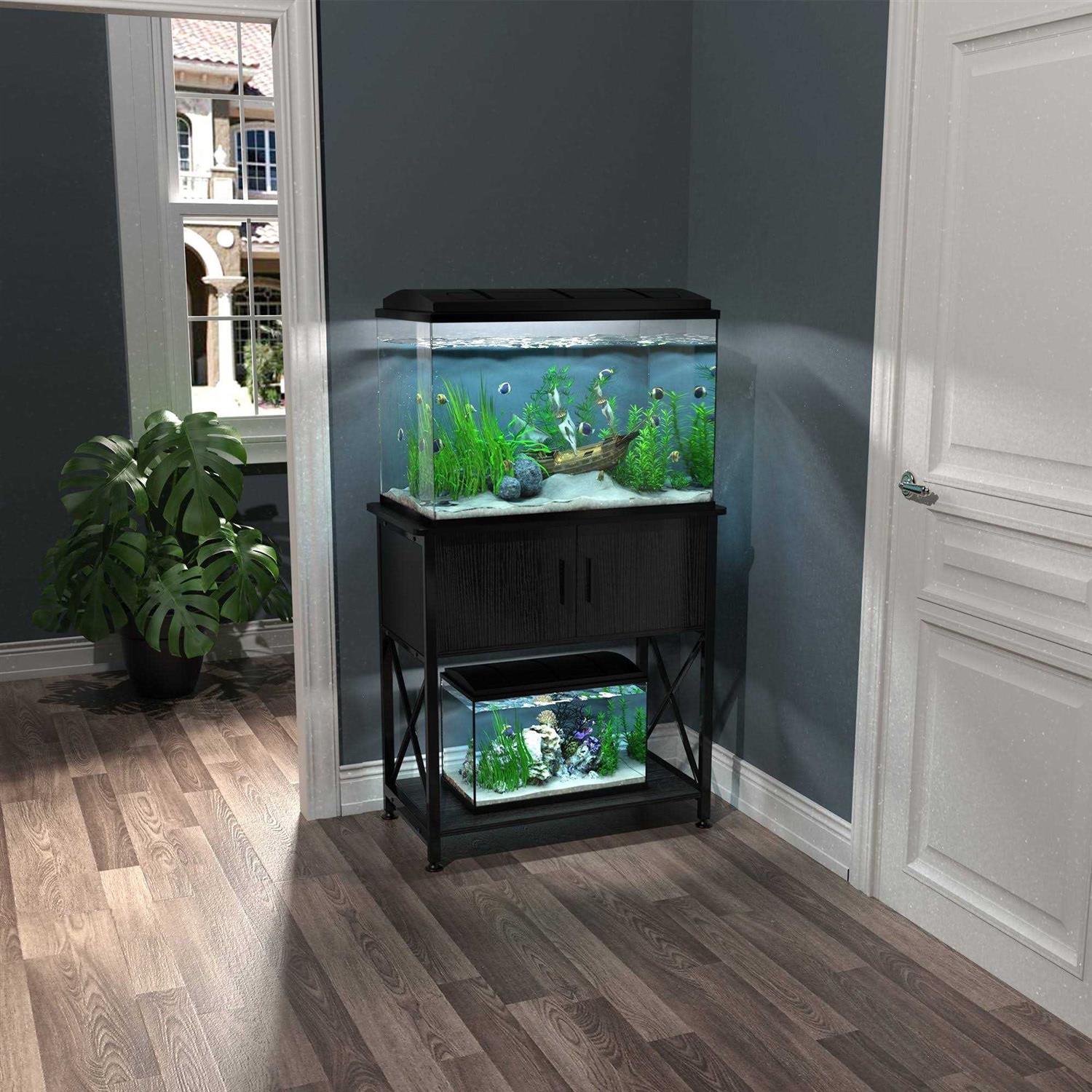GDLF Fish Tank Stand Metal Aquarium Stand for 20 Gallon Long with Accessories Storage - Healthber