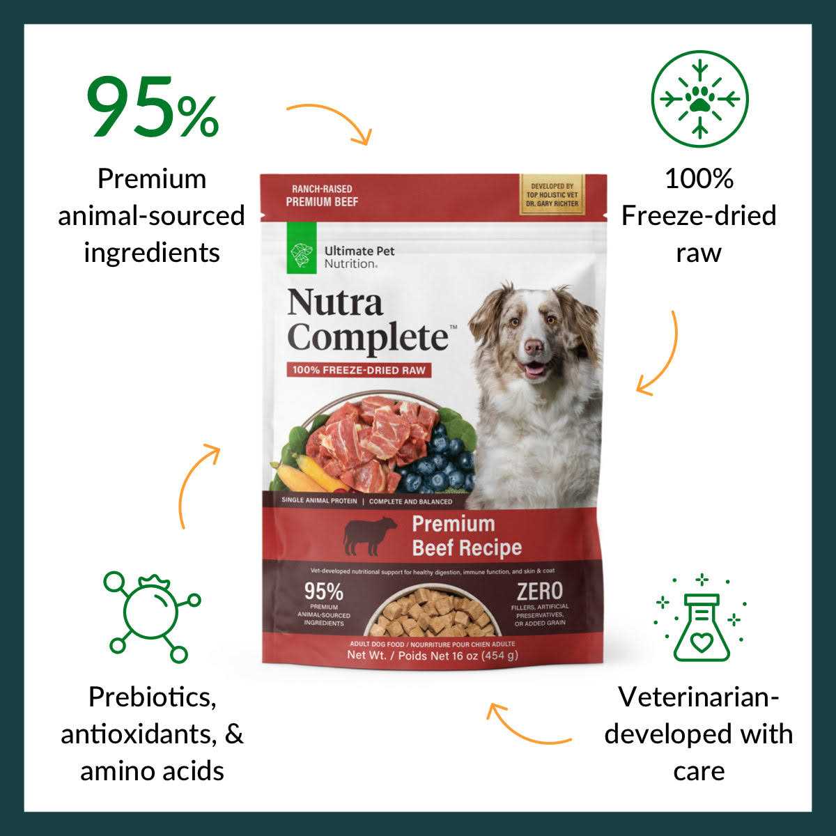 Ultimate Pet Nutrition Freeze Dried Nutra Complete Beef Dog Food - Healthber