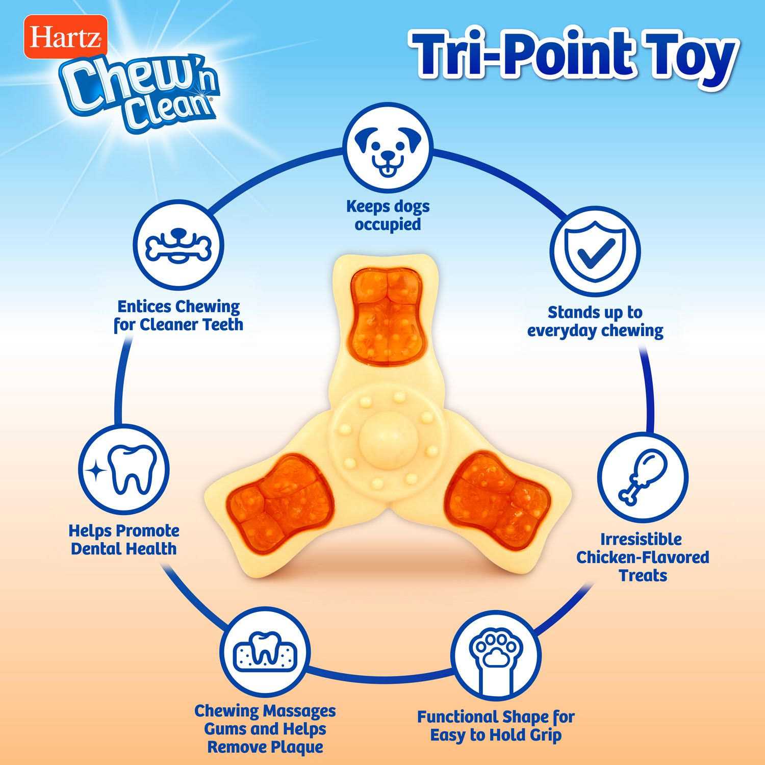 Hartz Chew n Clean Tri-Point Chew Toy - Healthber