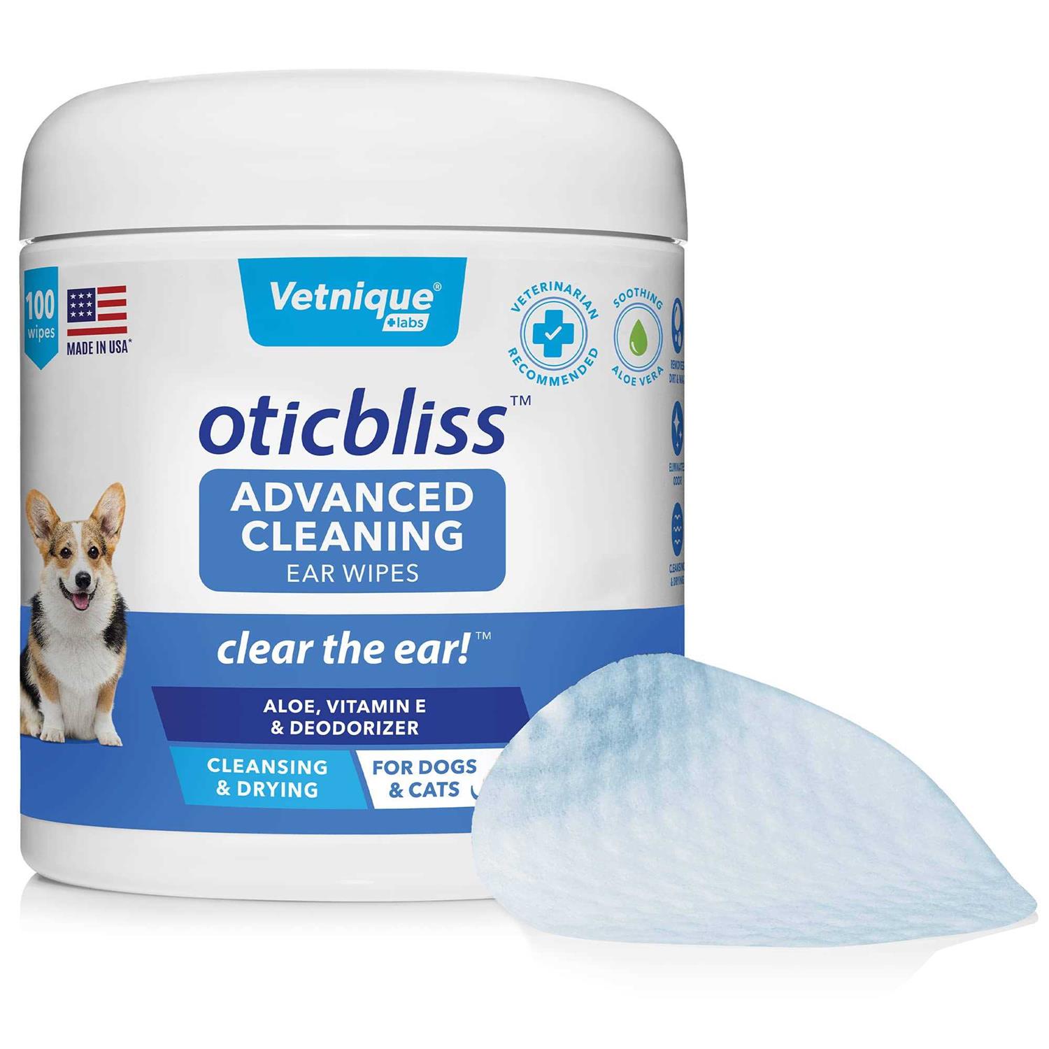 Vetnique Labs Oticbliss Ear Wipes Advanced Cleaning - Healthber