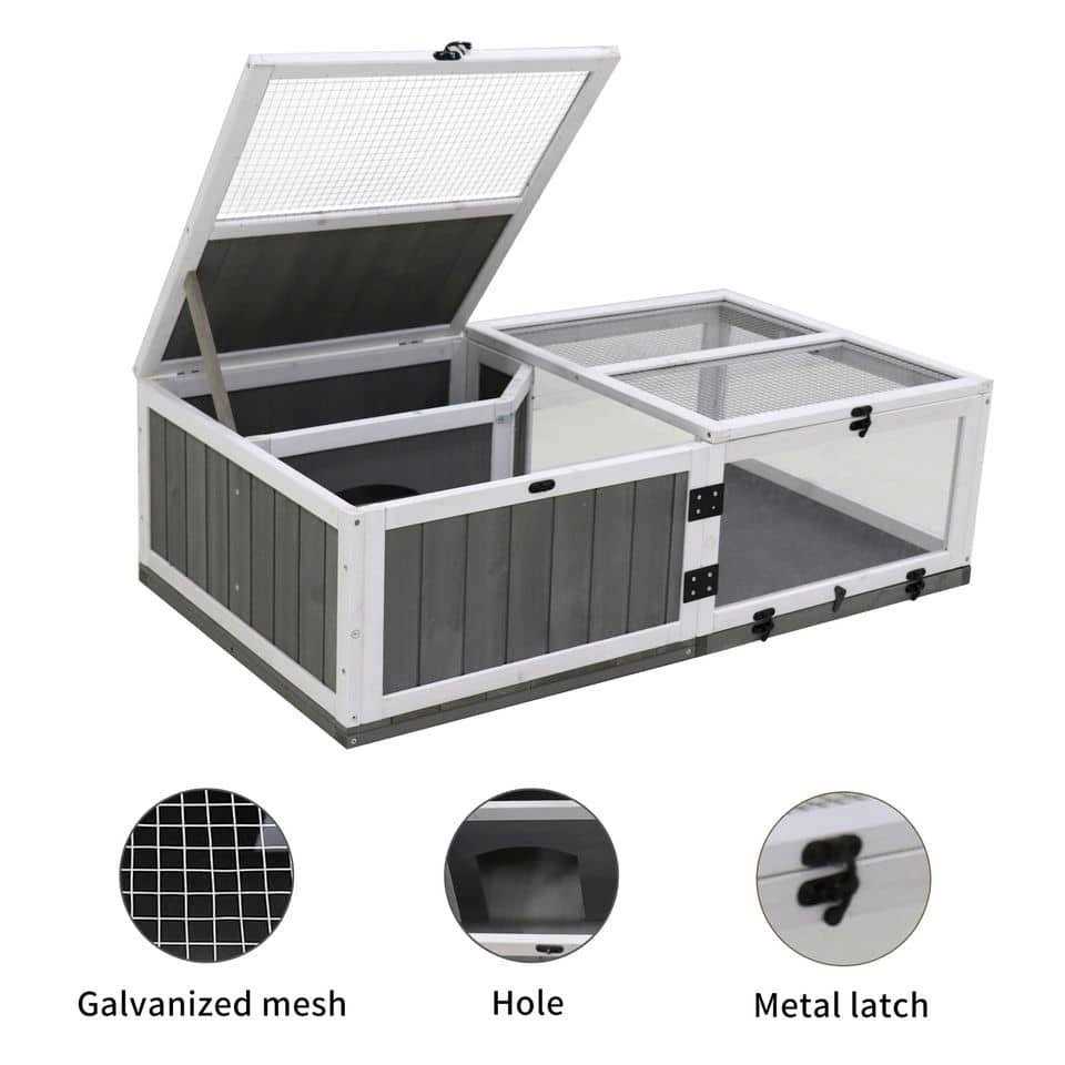 43 Upgrade waterproof tray activity tray Wooden turtle house indoor small animal turtle cage - Healthber