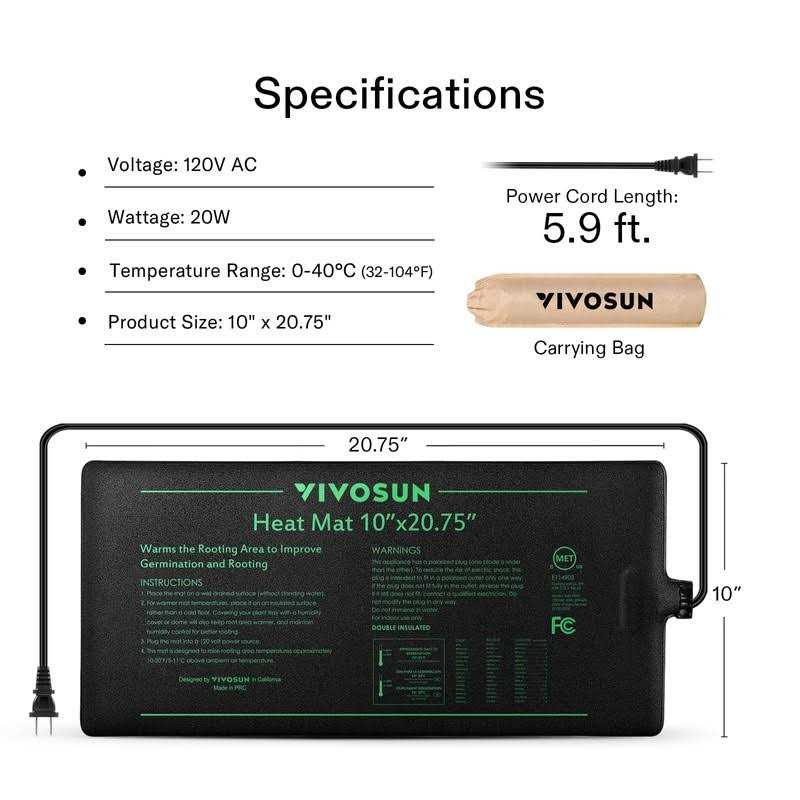 VIVOSUN 20.75 Seedling Heat Mat and Digital Thermostat Combo Set - Healthber