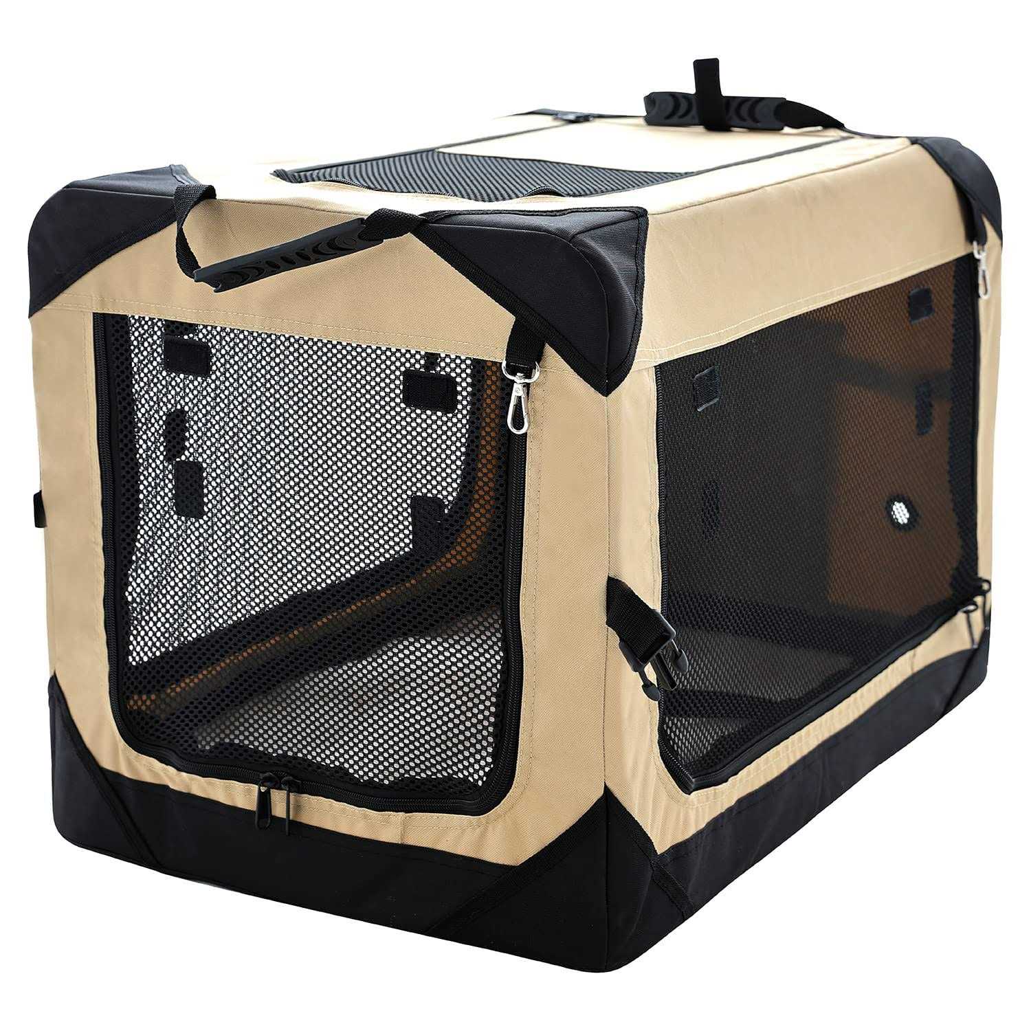 Pettycare Collapsible Dog Crate Dogs 4-Door Foldable Soft Dog Kennel with Chew Proof Mesh Windows - Healthber