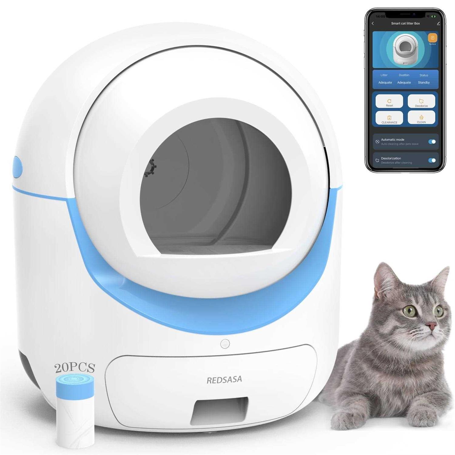 REDSASA Self Cleaning Cat Litter Box Automatic Wifi APP Control - Healthber