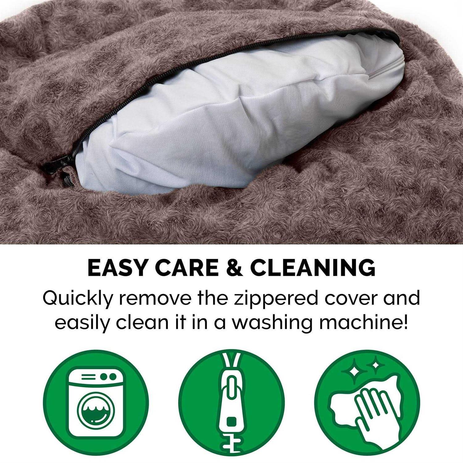 FurHaven Curly Fur Plush Donut Dog Bed - Healthber