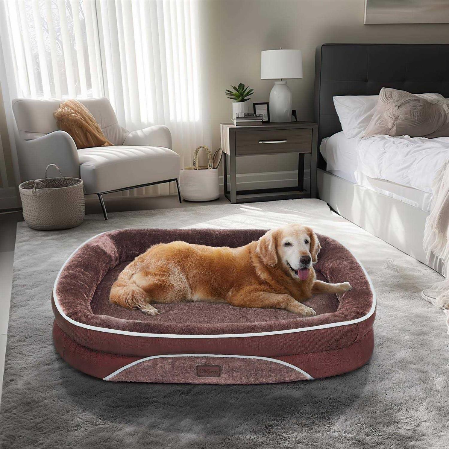 Ohgeni Orthopedic Dog Bed for Large Dogs, Oversized Couch Design with Egg Foam Support, Removable, Machine Washable Plush Cover and Non-slip Bottom - Healthber