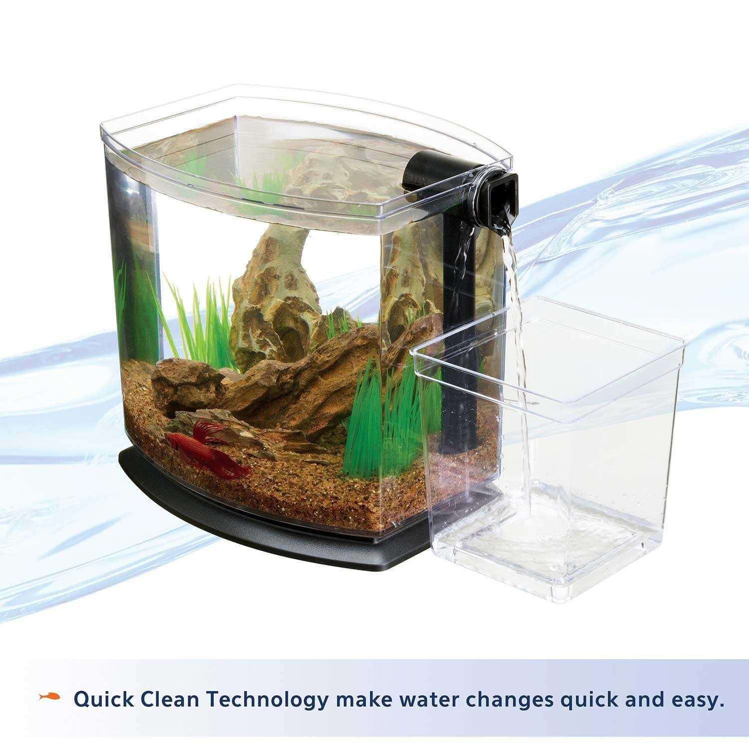 Aqueon BettaBow 1 with Quick Clean Technology Aquarium Kit Black - Healthber