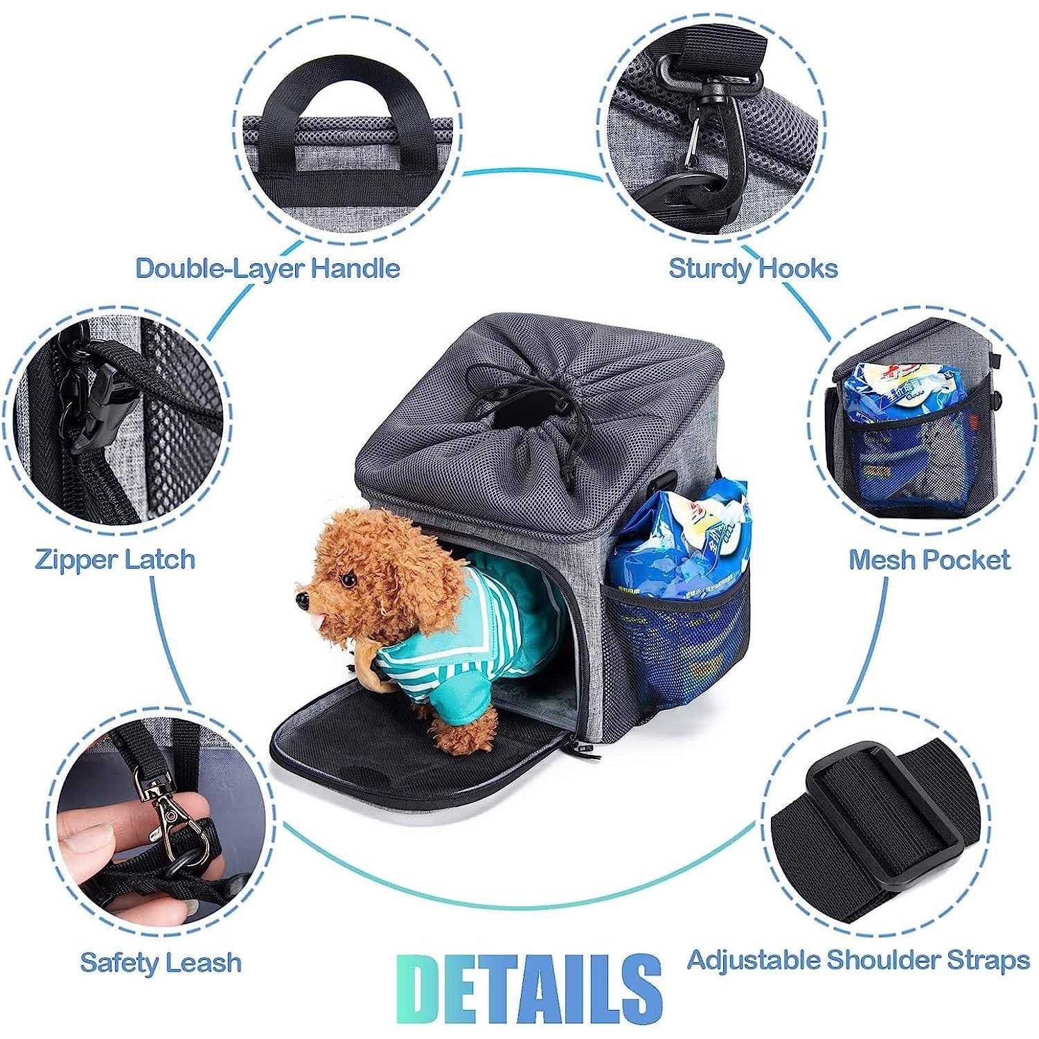 Wakytu Dog Bike Basket Carrier Pet Bicycle Front Carrier Backpack for Bike Riding Foldable Removable - Healthber