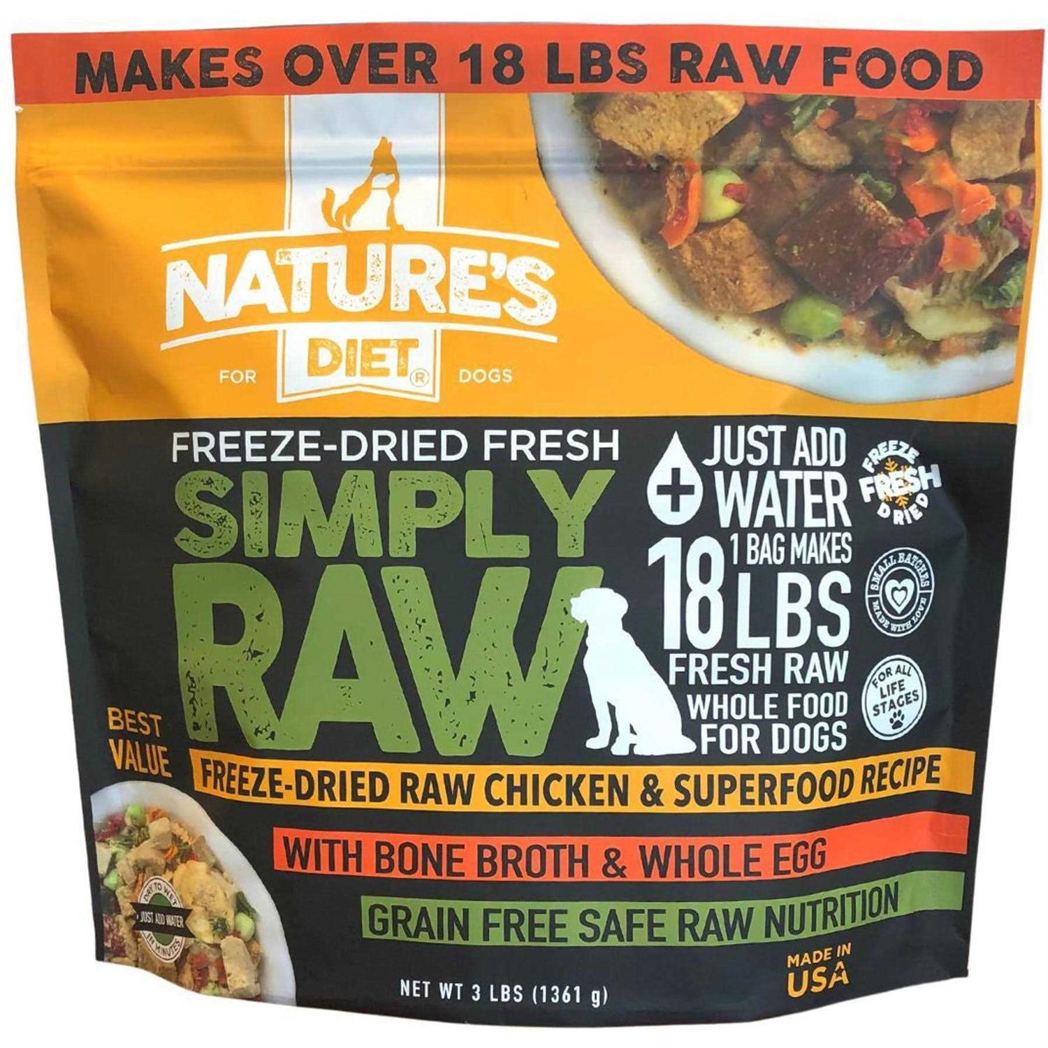 Nature’s Diet Simply Raw Freeze-Dried Raw Whole Food Meal Makes 18 Lbs Fresh Raw Food with Muscle - Healthber