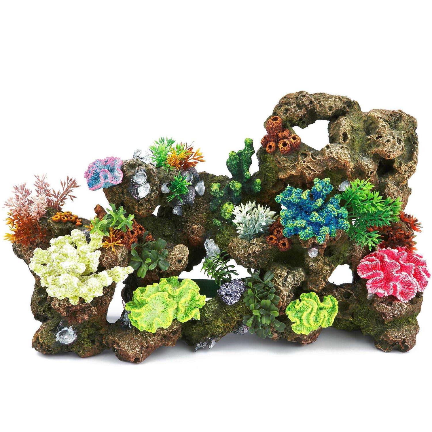 Top Fin Stone and Coral Bubbler Aquarium Tank Ornament - Healthber