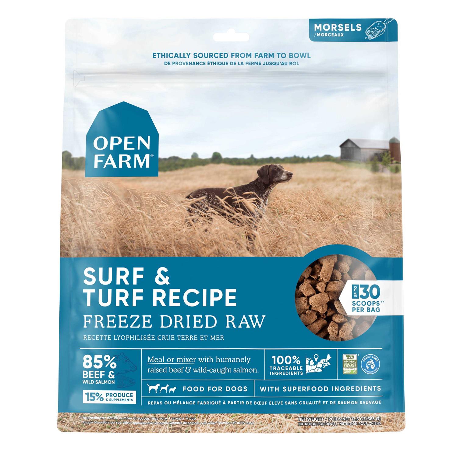 Open Farm Freeze Dried Raw Dog Food Surf & Turf - Healthber