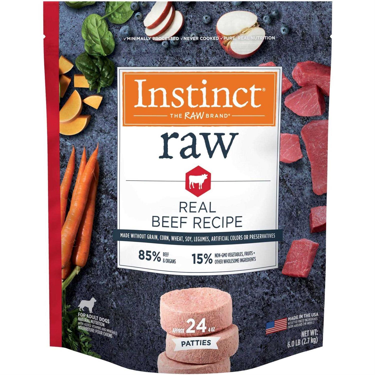 Instinct Frozen Raw Patties Grain Free Real Beef Recipe Dog Food - Healthber