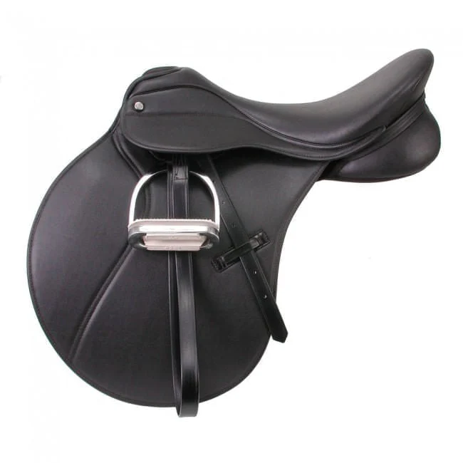 Tough1 EquiRoyal Synthetic All Purpose Saddle, Wide Tree, Black - Healthber