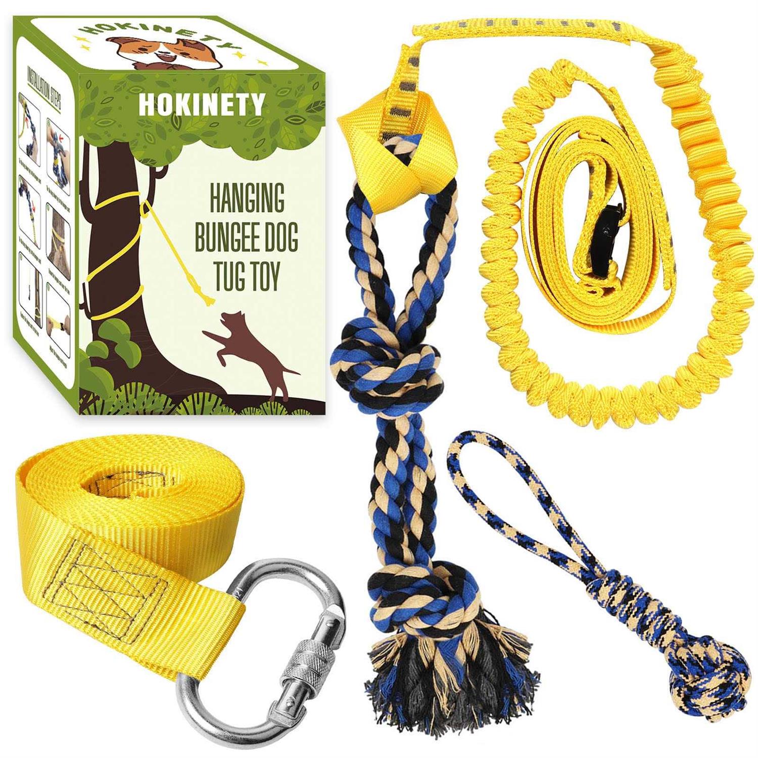 HOKINETY Dog Hanging Bungee Tug Toy Interactive Tether Tug-of-War for Pitbull Small to Large Dogs to Exercise and Fun Solo Play - Healthber