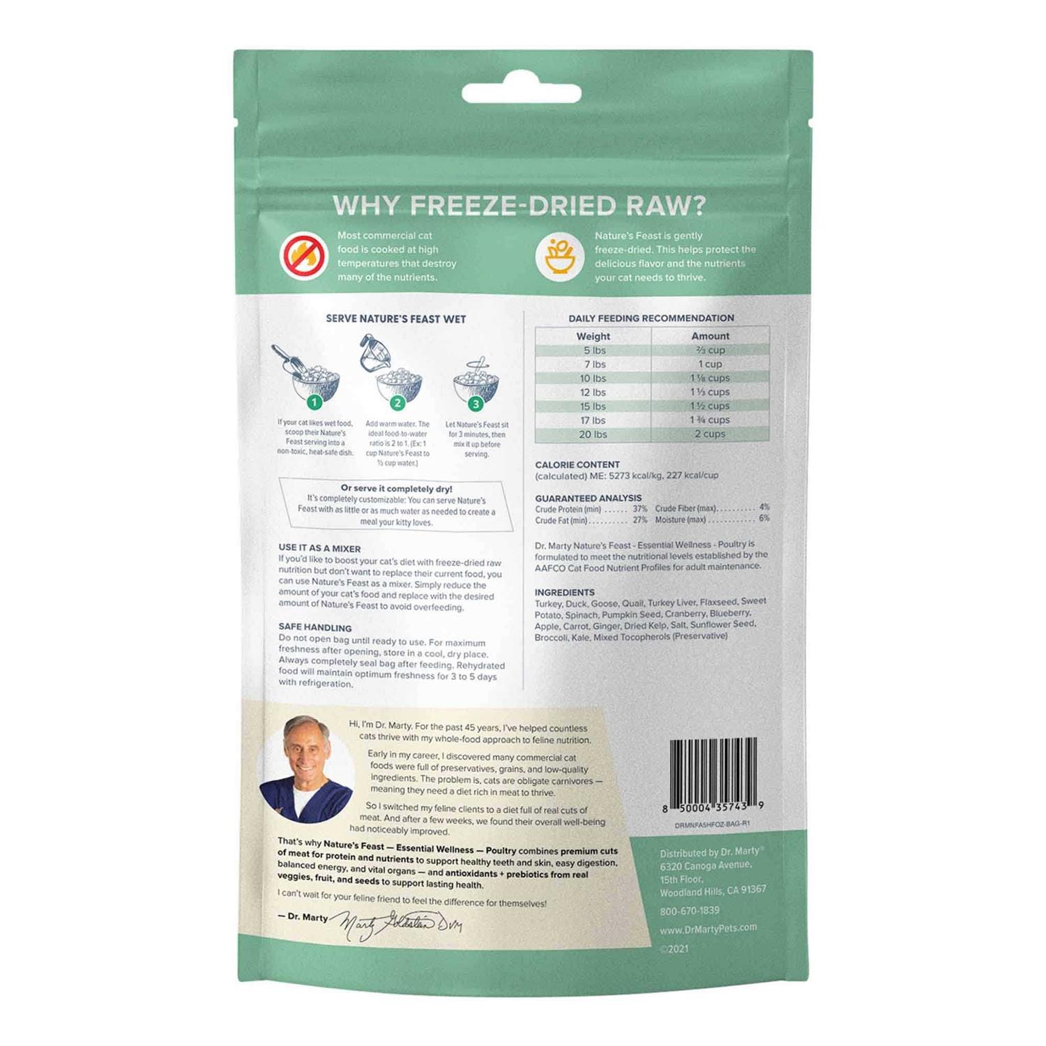 Dr Marty Nature’s Feast Essential Wellness Poultry Freeze Dried Raw Cat Food - Healthber