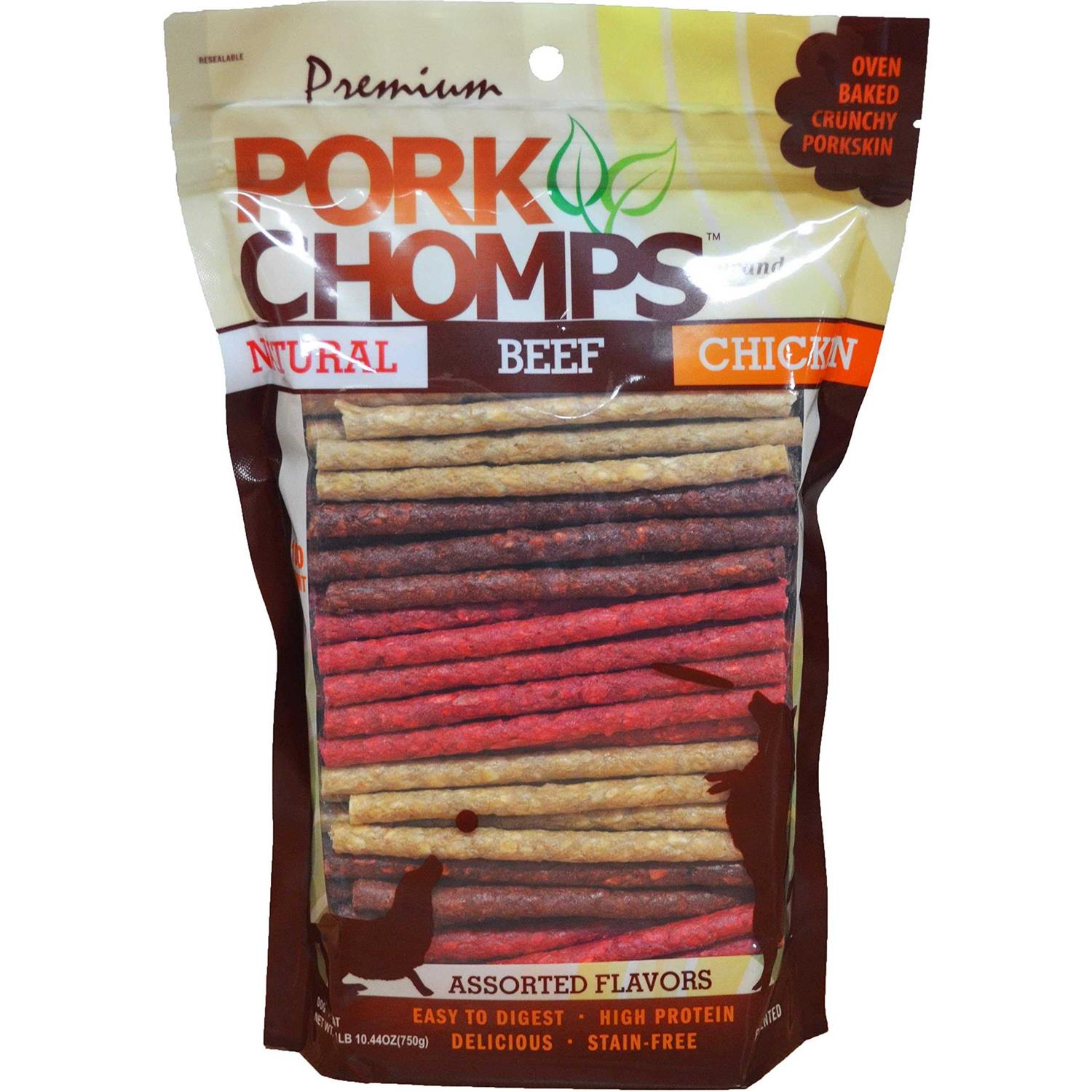Pork Chomps Munchy Sticks Dog Treat Assorted Flavors - Healthber
