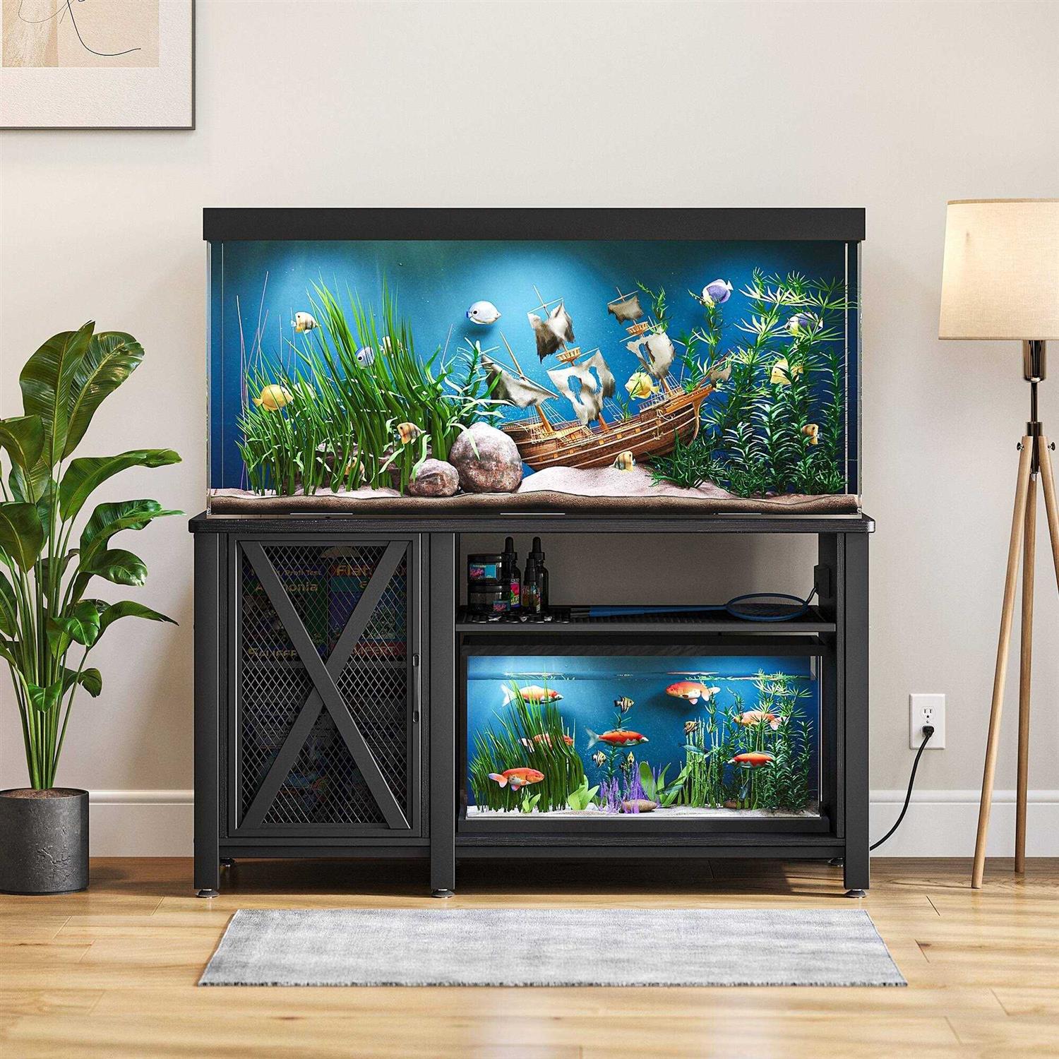 Moasis 55-75 Gallon Aquarium Stand with Power Outlets,Fish Tank Stand with Storage Cabinet - Healthber