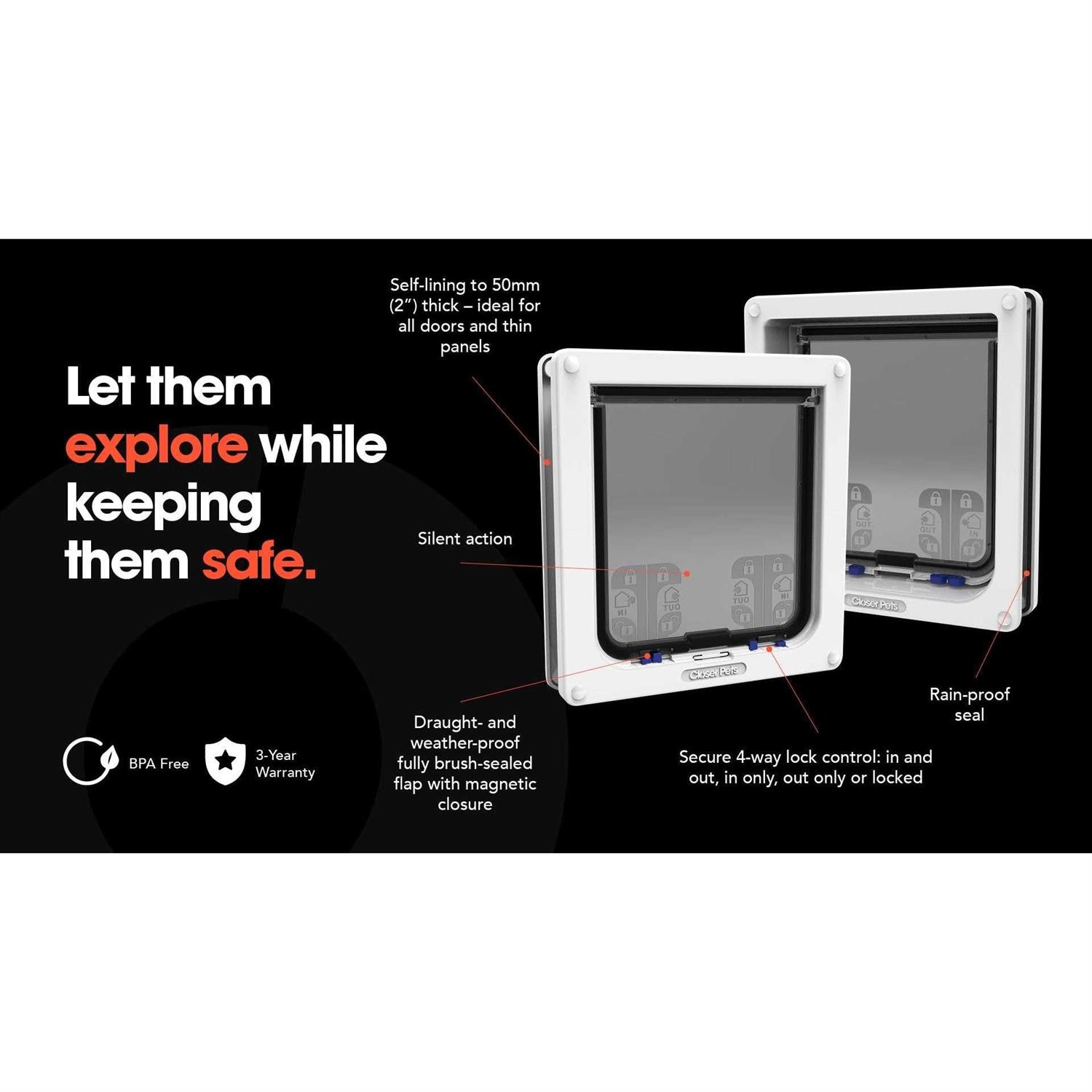 Closer Pets 4-Way Locking Large Cat/Small Dog Door – - Healthber