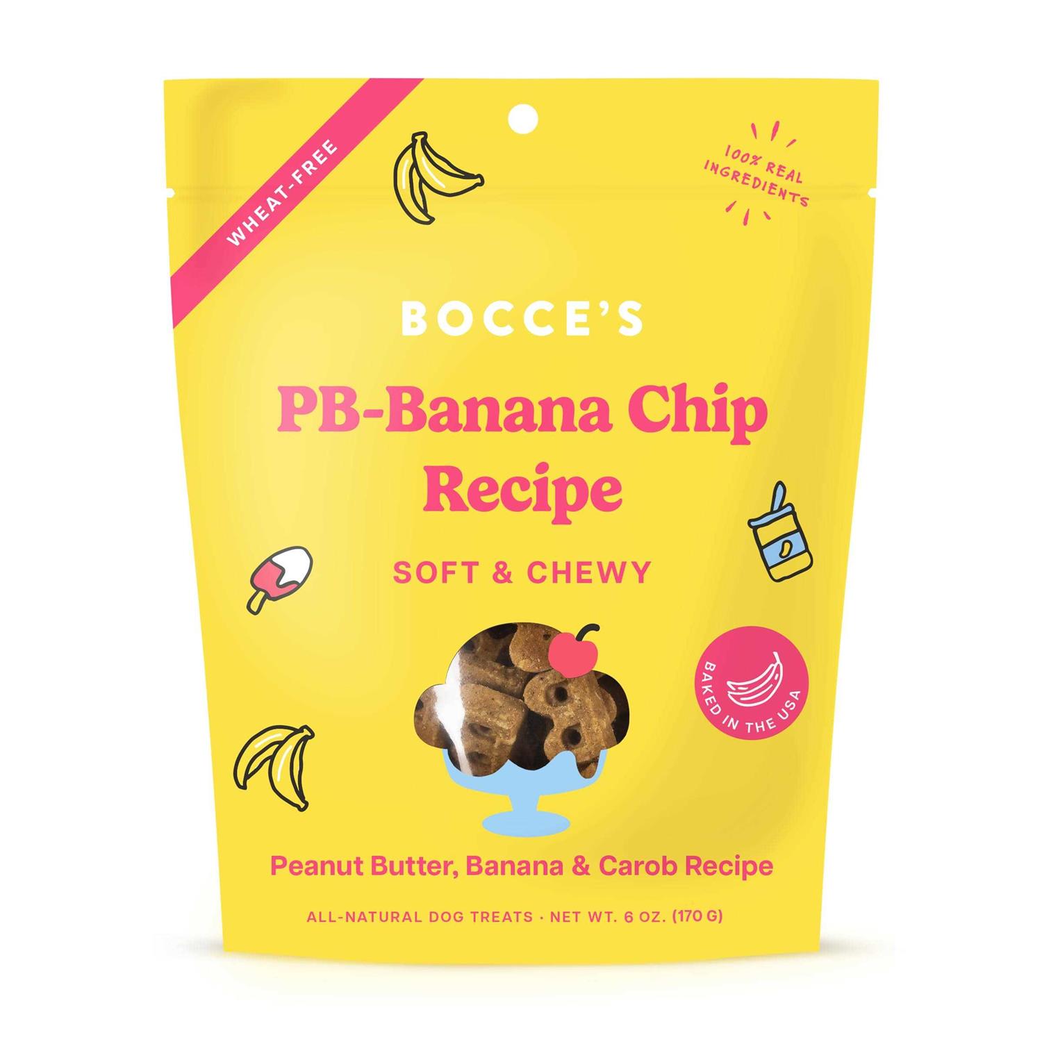 Bocce’s Bakery PB Banana Chip Soft & Chewy Dog Treats - Healthber