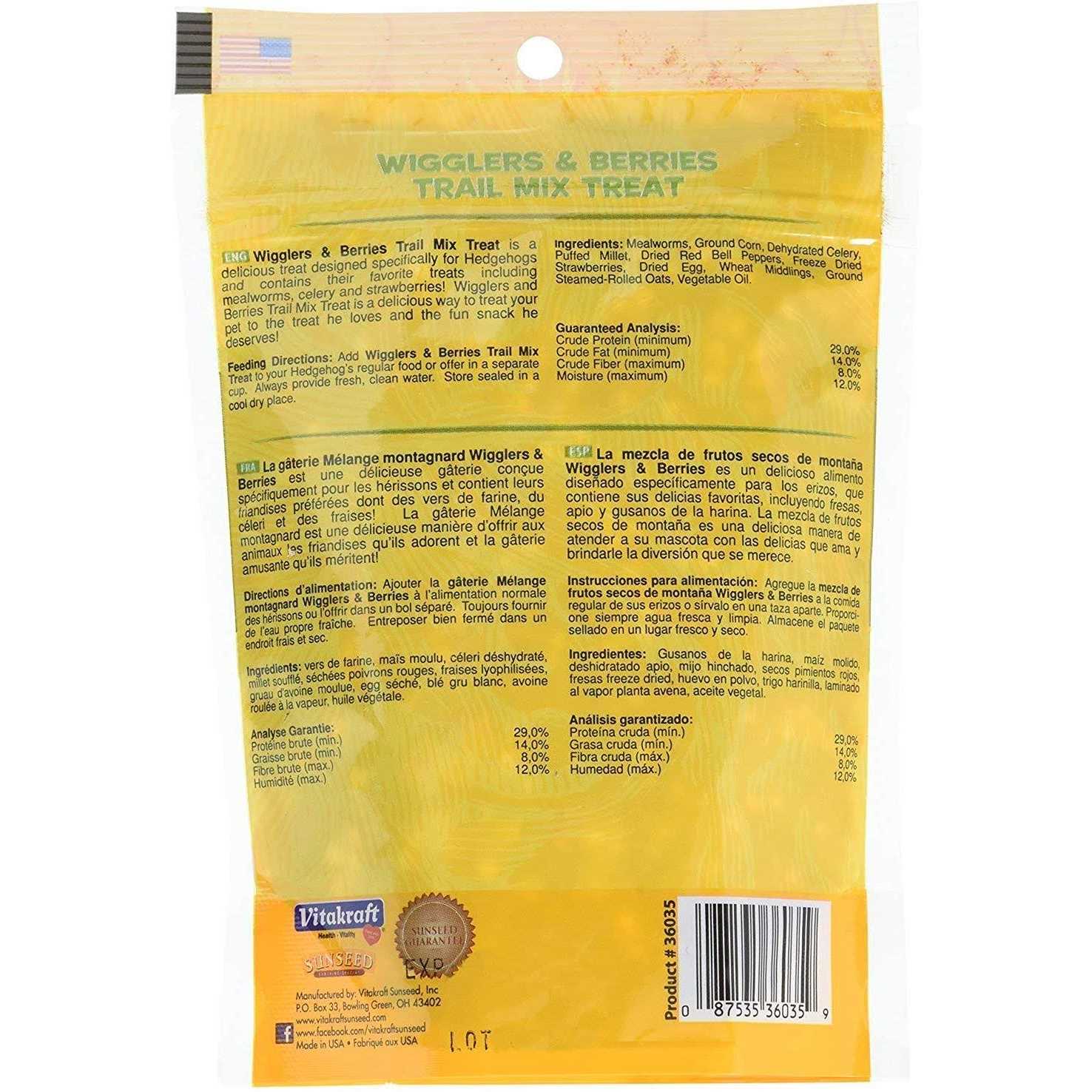Sunseed Vita Prima Wigglers Berries Trail Mix Hedgehog Treat - Healthber