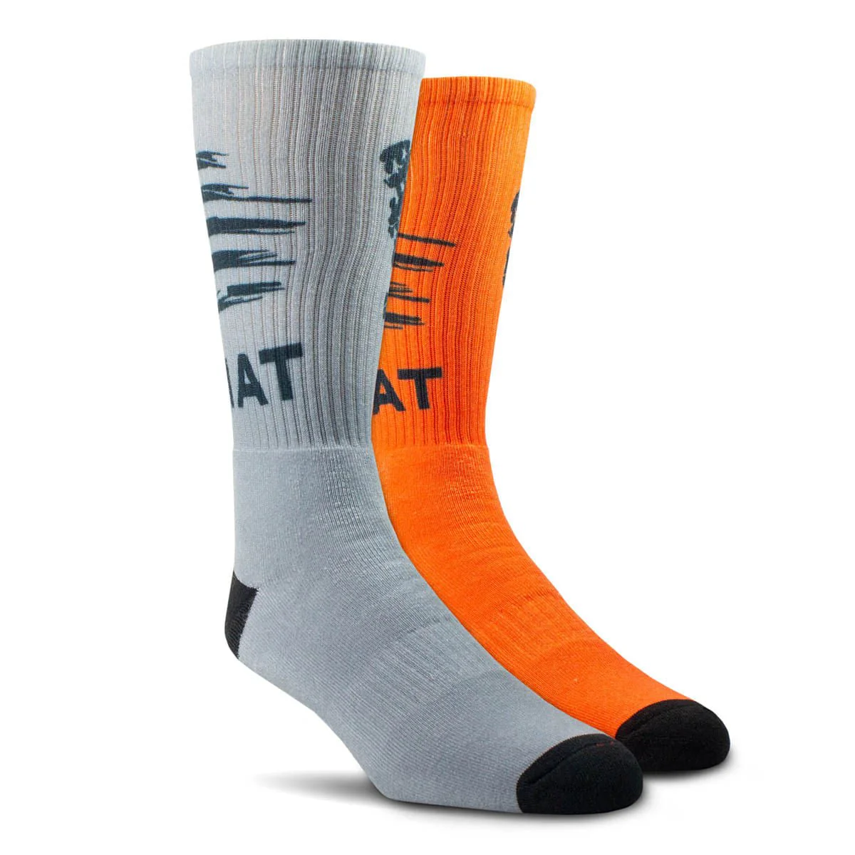 Ariat Patriot Graphic Crew Socks, 2-Pair Pack, Gray/Orange - Healthber