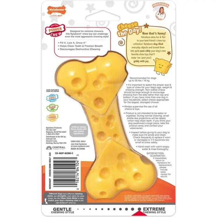 Nylabone Power Chew Cheese Bone Dog Toy - Healthber