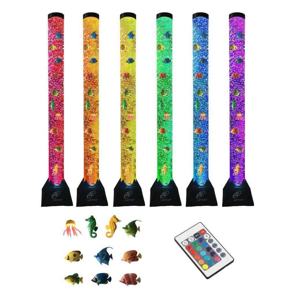Lightahead Extra Large 4 FT LED Fantasy Bubble Fish Tube Fake Aquarium with Remote Control,10 Fish & 20 Color Light Effects. The Ultimate Sensory - Healthber