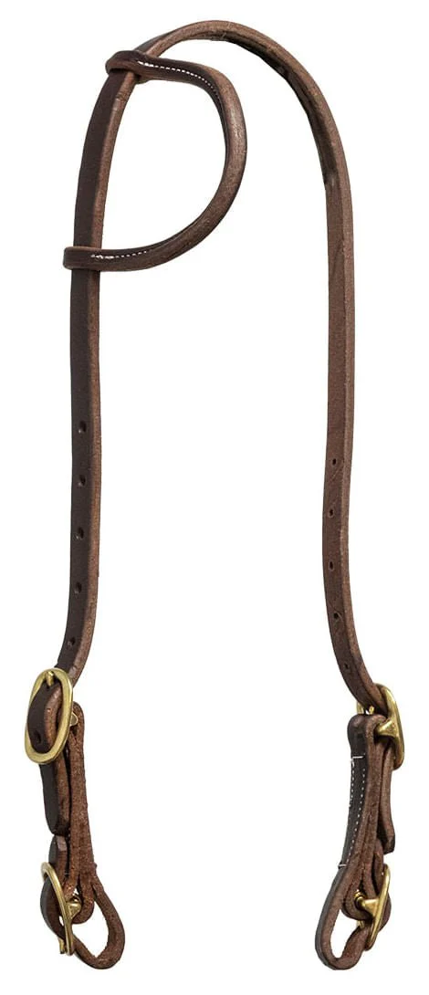Poplar Head Saddlery Oiled Harness Leather One Ear Headstall with Easy-Change Buckle Ends - Healthber