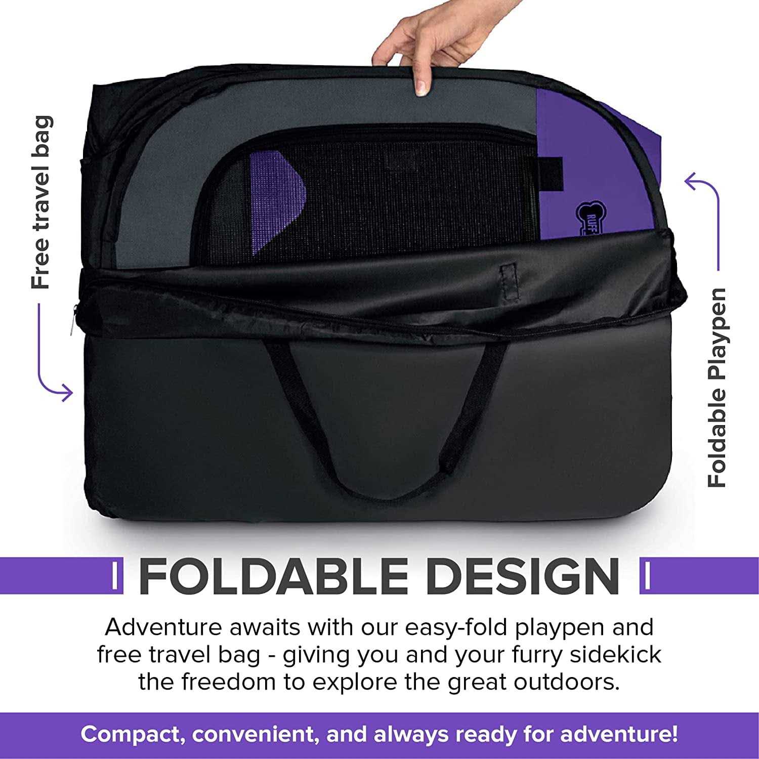 Ruff ‘n Ruffus Porle Foldable Pet Playpen + Free Carrying Case + Free Travel Bowl - Healthber