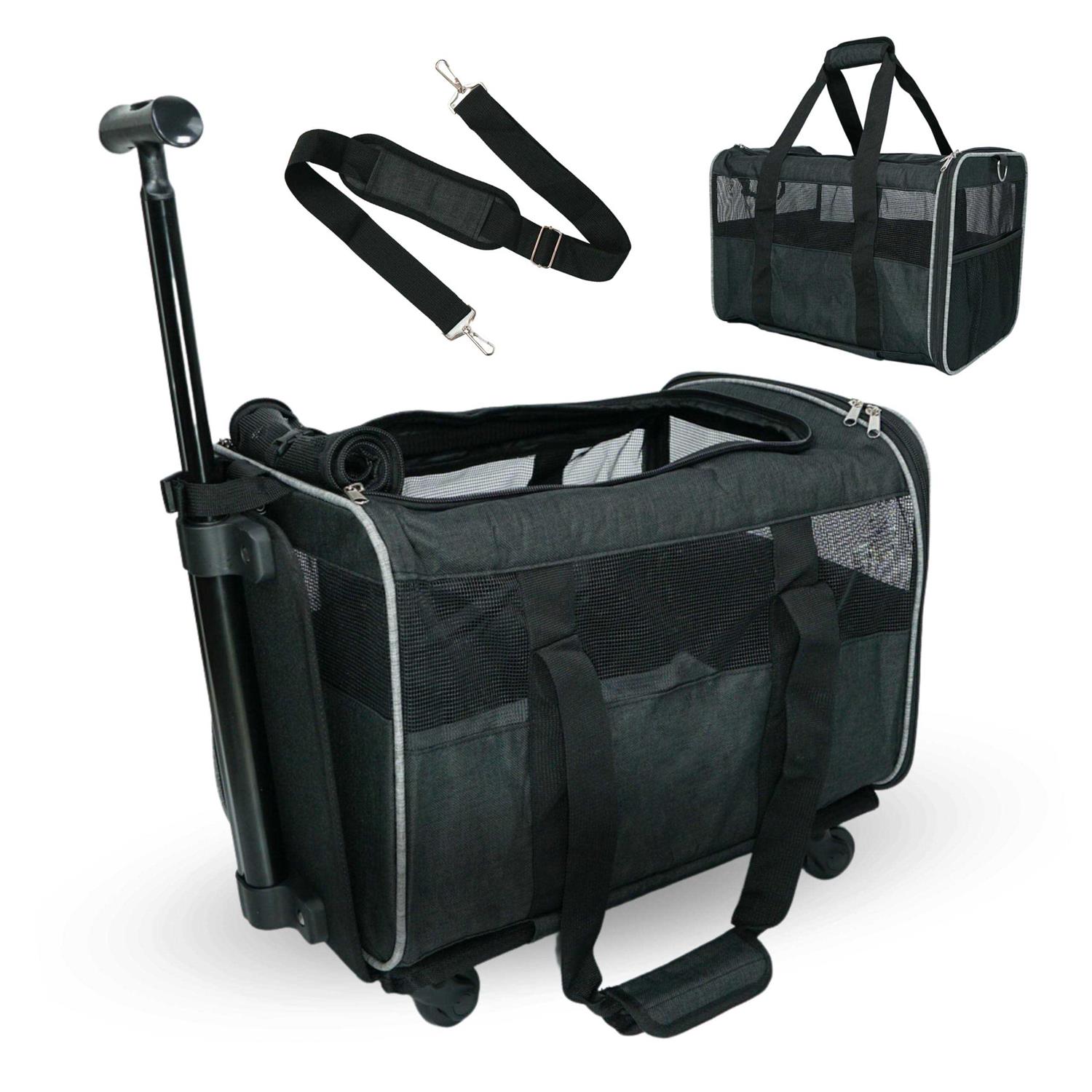 Pet Carrier with Wheels – Airline Approved – Rolling Pet Carrier – Soft Dog & Cat Travel Carrier - Healthber