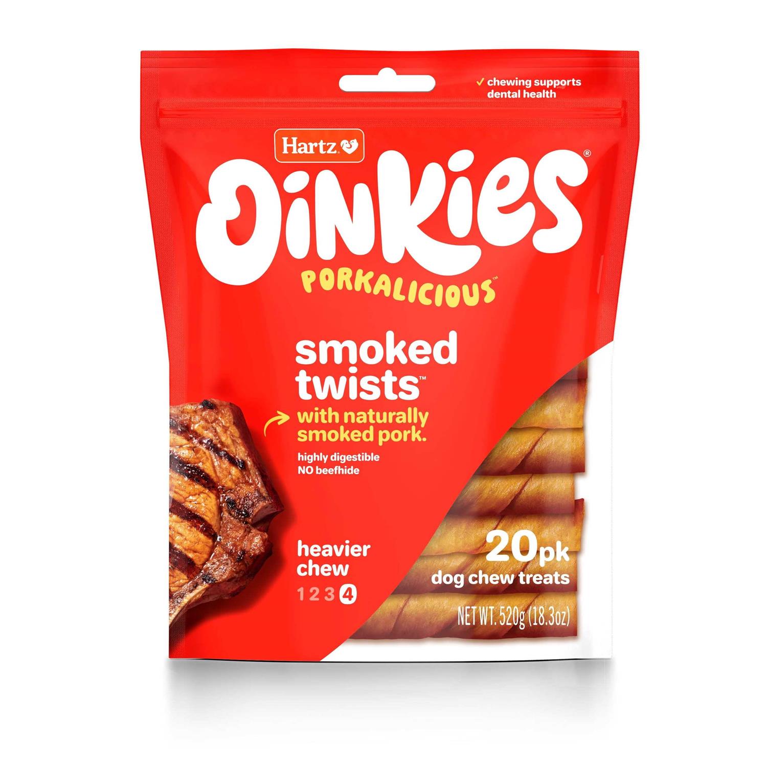 Hartz Oinkies Pig Skin Smoked Twists - Healthber