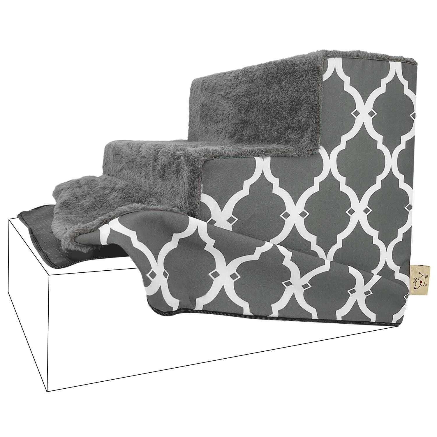 Best Pet Supplies Foam Pet Steps Cover for Small Dogs and Cats, Portable Ramp Stairs for Couch, Sofa, and High Bed Climbing - Healthber