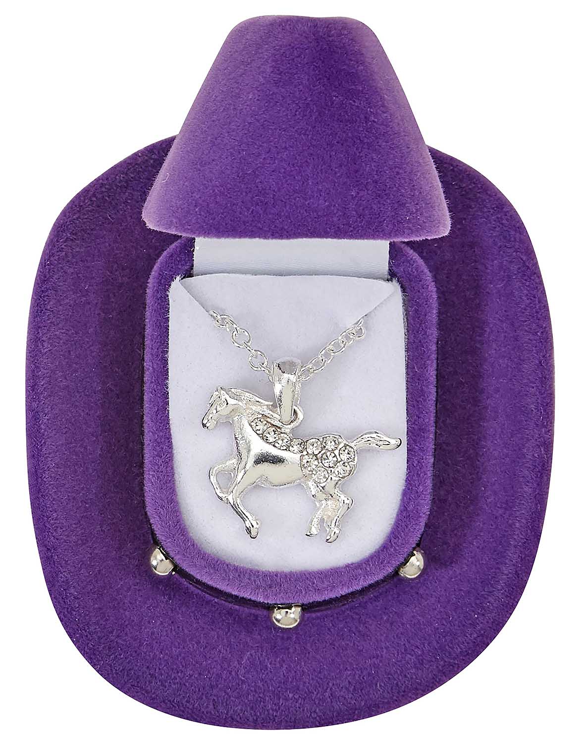 Galloping Horse Necklace with Cowboy Hat Gift Box - Healthber