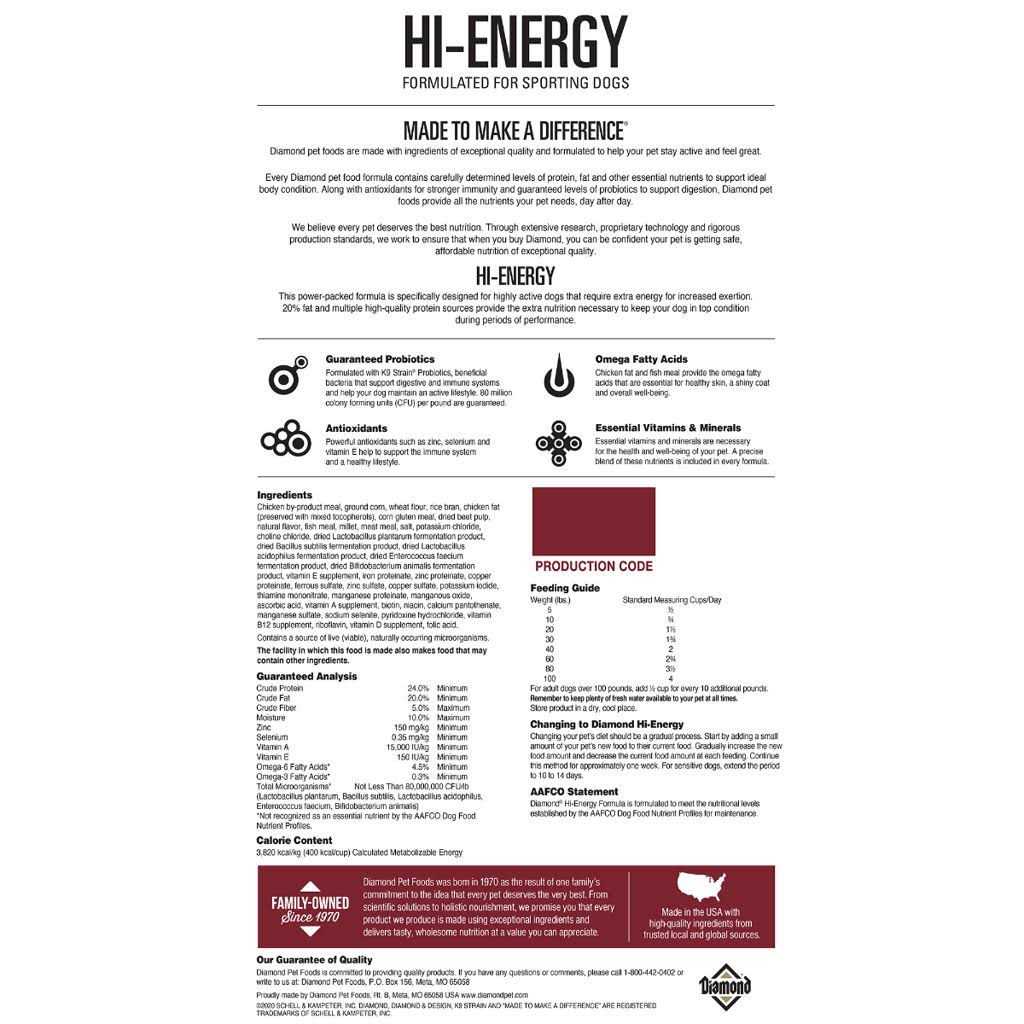 Diamond Hi-Energy Dog Food - Healthber