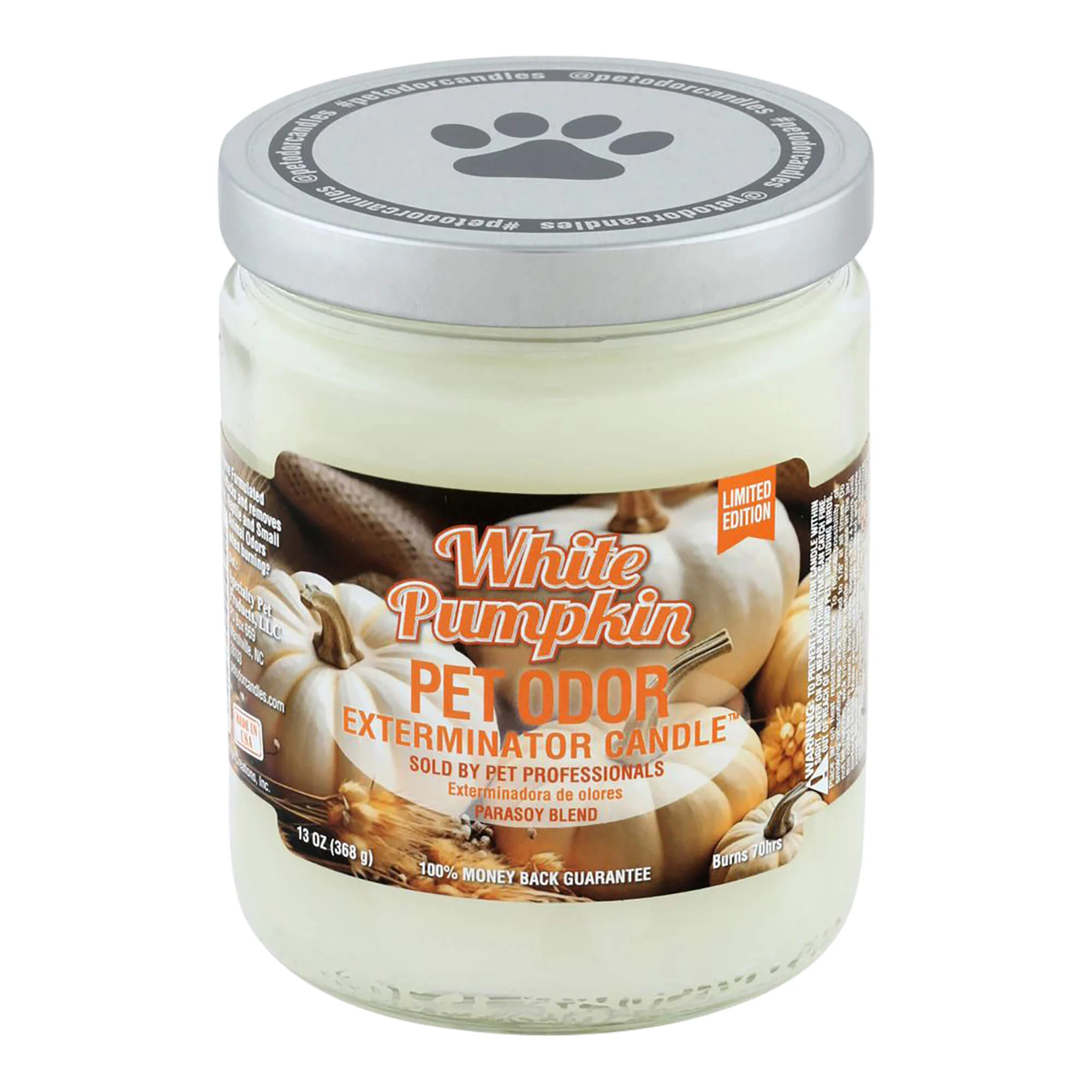 Pet Odor Exterminator Candle, White?Pumpkin, 13 oz - Healthber